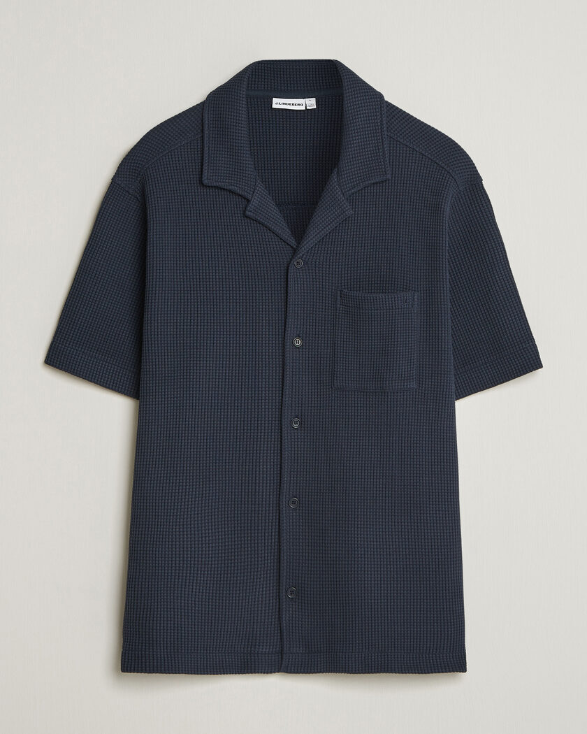 J.Lindeberg Theron Waffle Resort Shirt Navy – Blau