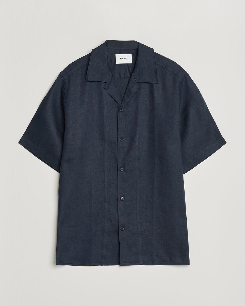 NN07 Julio Linen Resort Shirt Navy Blue – Blau