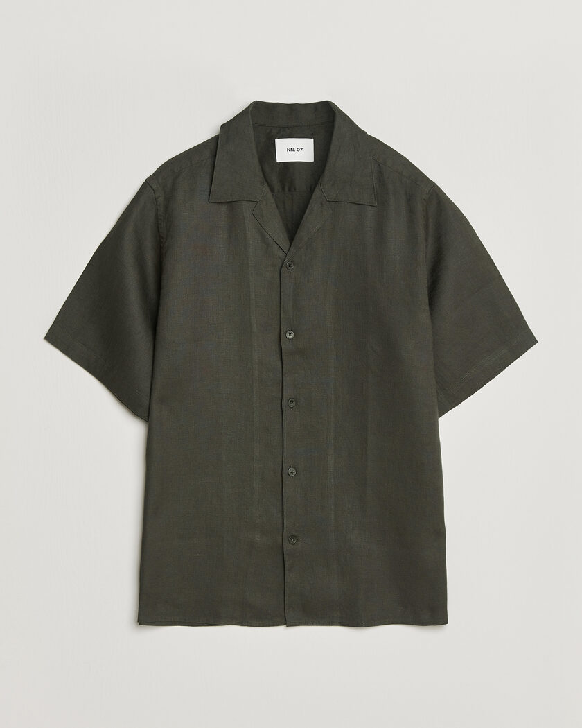 NN07 Julio Linen Resort Shirt Dark Army – Grün
