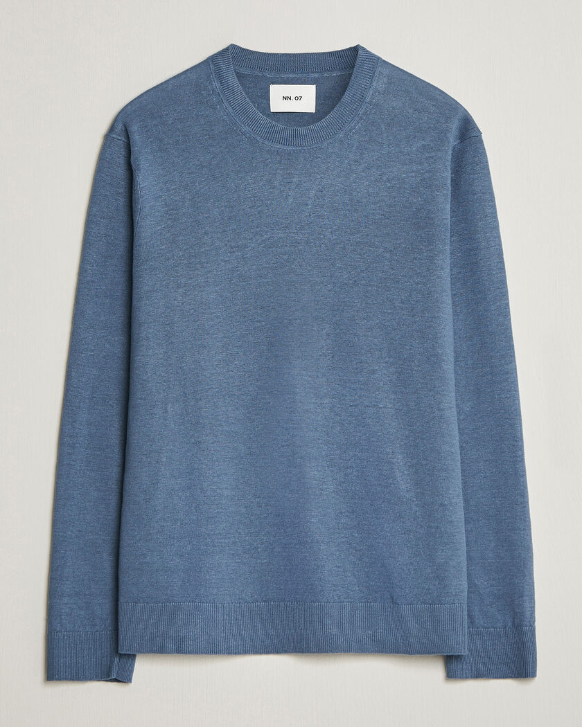 NN07 Ted Linen Knitted Sweater Stone Blue – Blau