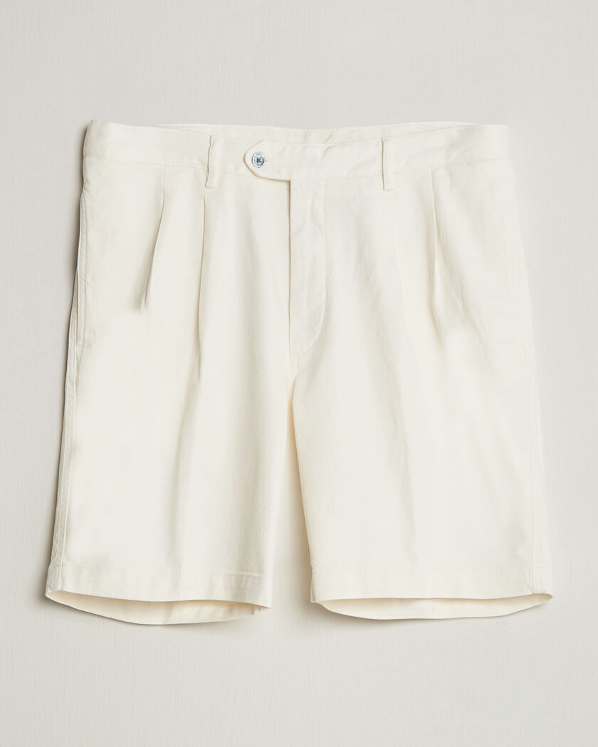 Oscar Jacobson Tanker Pleat Shorts White – Weiß