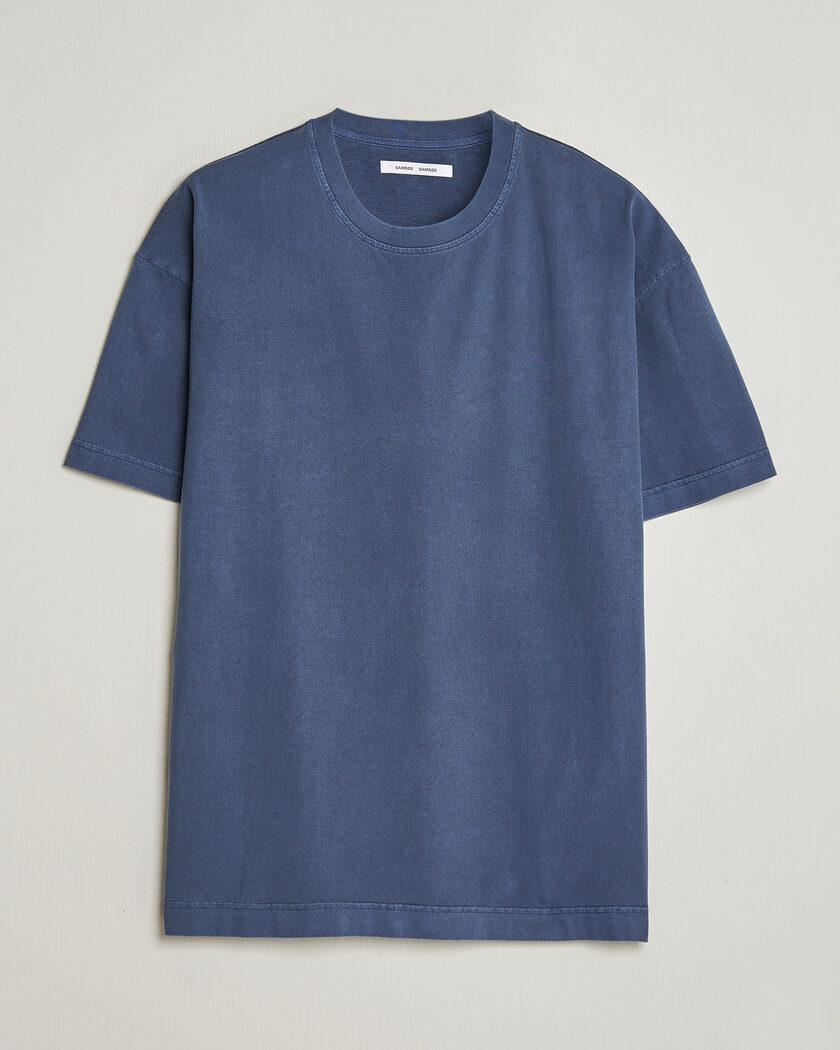 Samsøe Samsøe Joel Organic Washed Cotton T-Shirt Salute Navy – Blau