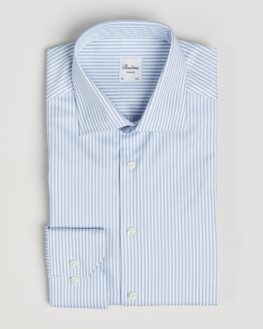 Stenströms Slimline Stripe Cut Away Shirt Light Blue – Blau
