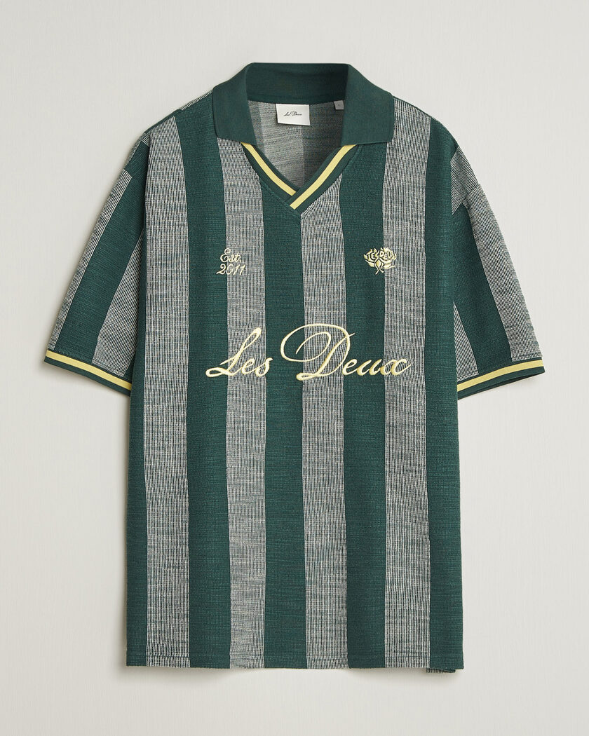 LES DEUX Stripe Jacquard Football Jersey Pine Green – Grün