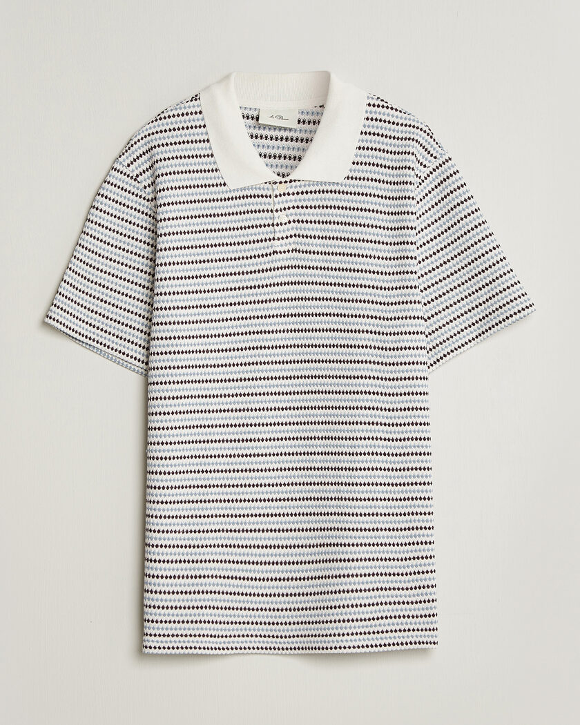 LES DEUX Knitted Stripe Polo Eggnog White – Mehrfarbig