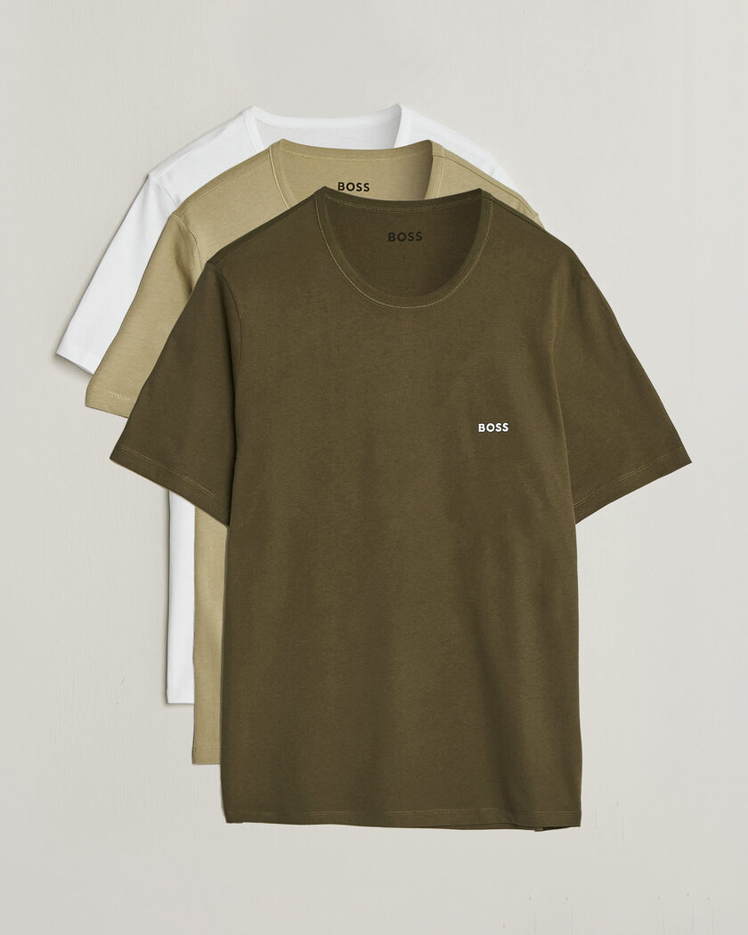 BOSS BLACK 3-Pack Crew Neck T-Shirt Green/Beige/White – Mehrfarbig