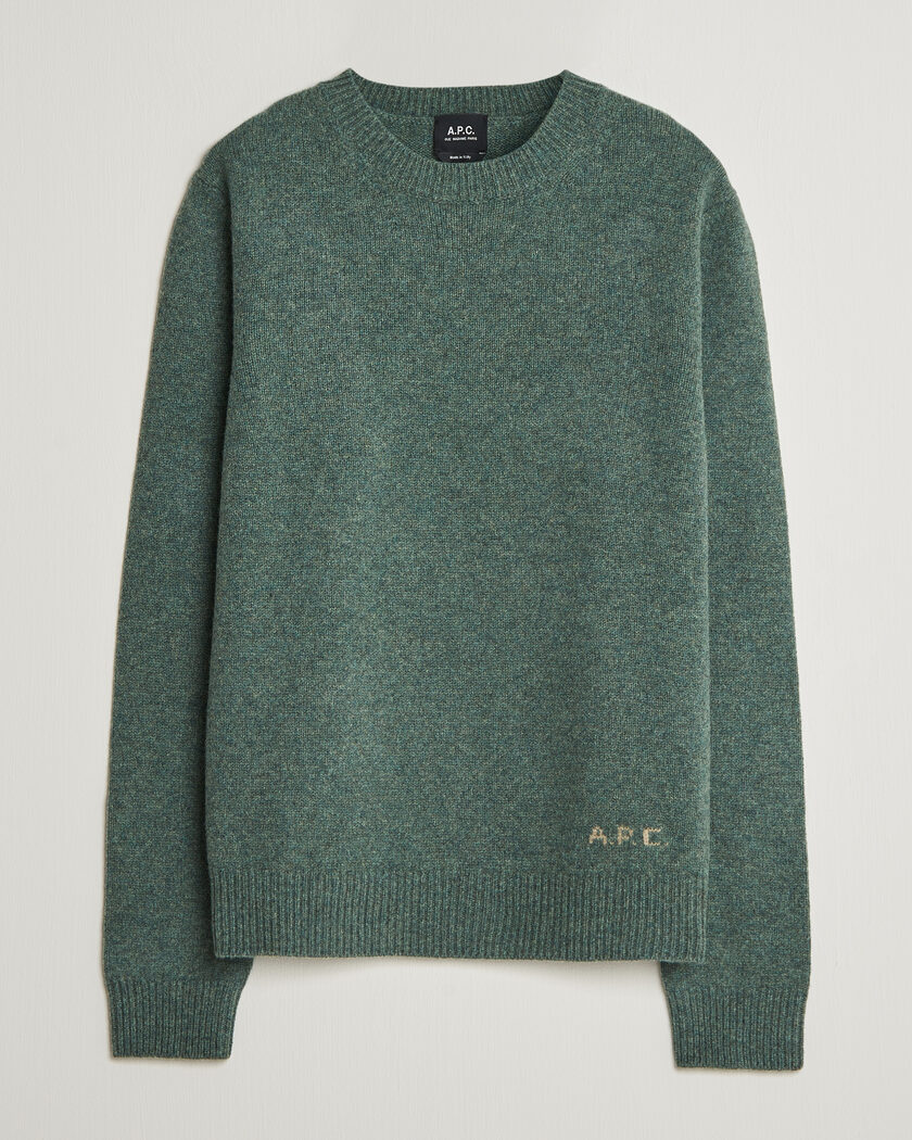 A.P.C. Edmond Wool Knitted Sweater Green Melange – Grün