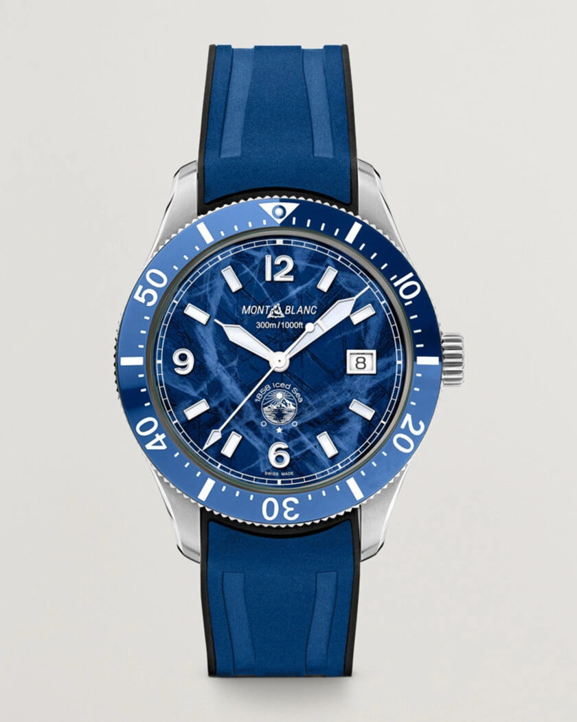 Montblanc Iced Sea Automatic Date Rubber Strap Blue – Blau