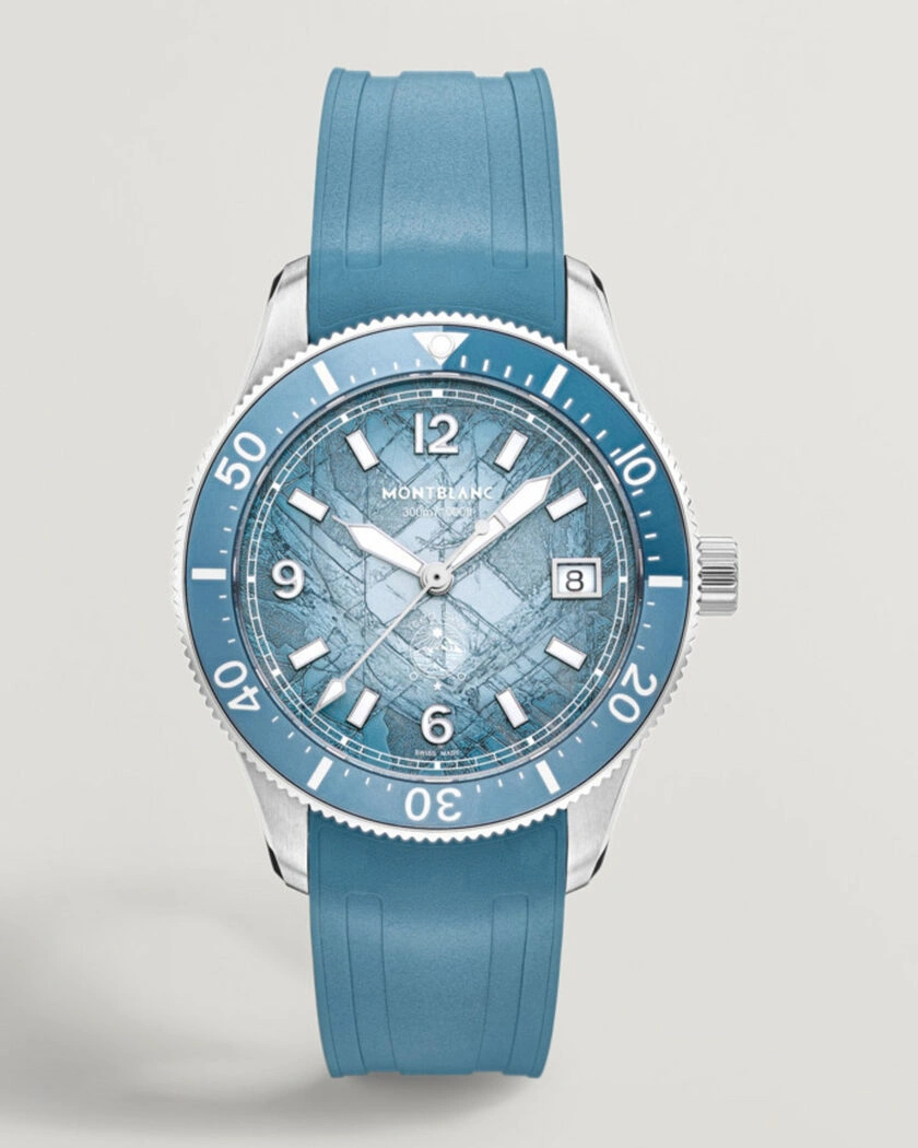 Montblanc Iced Sea Automatic Date 0 Oxygen Rubber Strap Light Blue – Blau