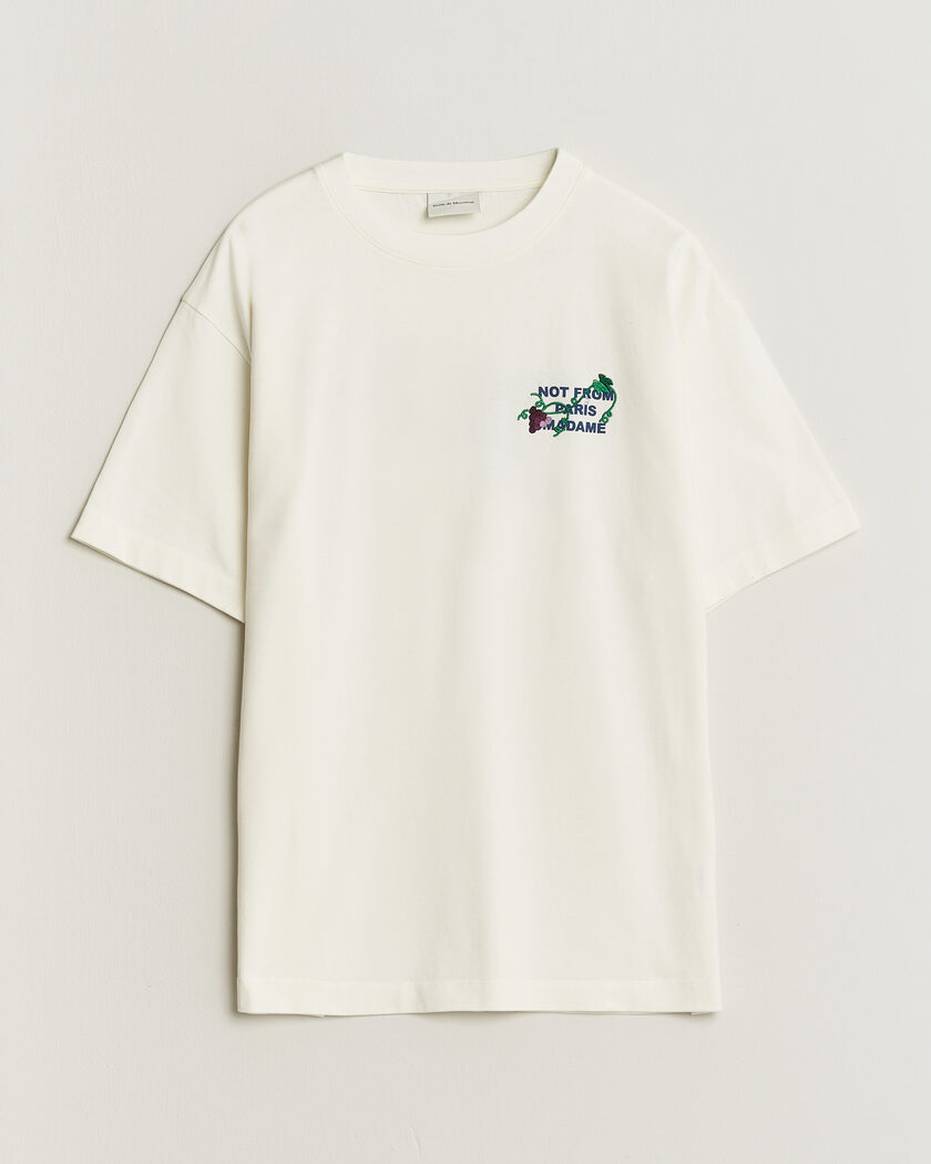 Drôle de Monsieur Vine Embroidered Slogan T-Shirt Off White – Weiß