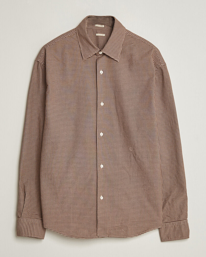 Massimo Alba Boxy Microcheck Shirt Fossil – Braun