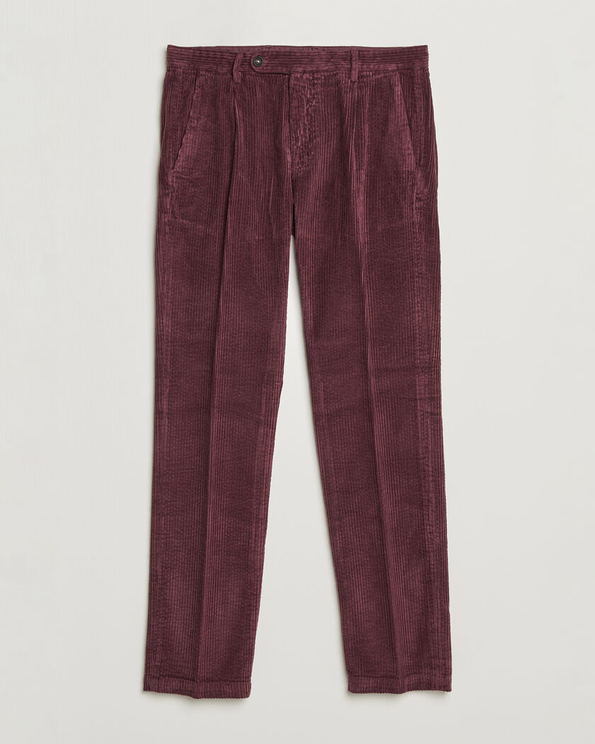 Massimo Alba Ionio Pleated Corduroy Pants Rose Brown – Rot