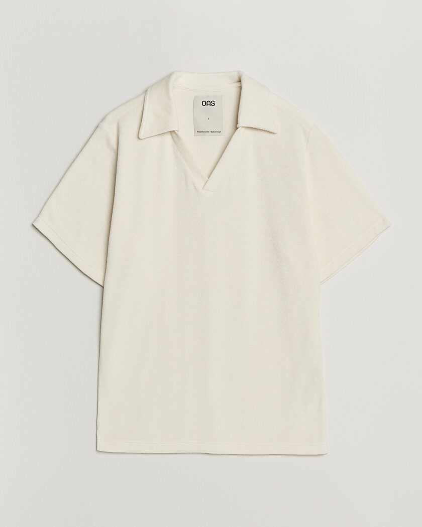 OAS Serif Regular Fit Terry Open Collar Polo Ecru – Weiß