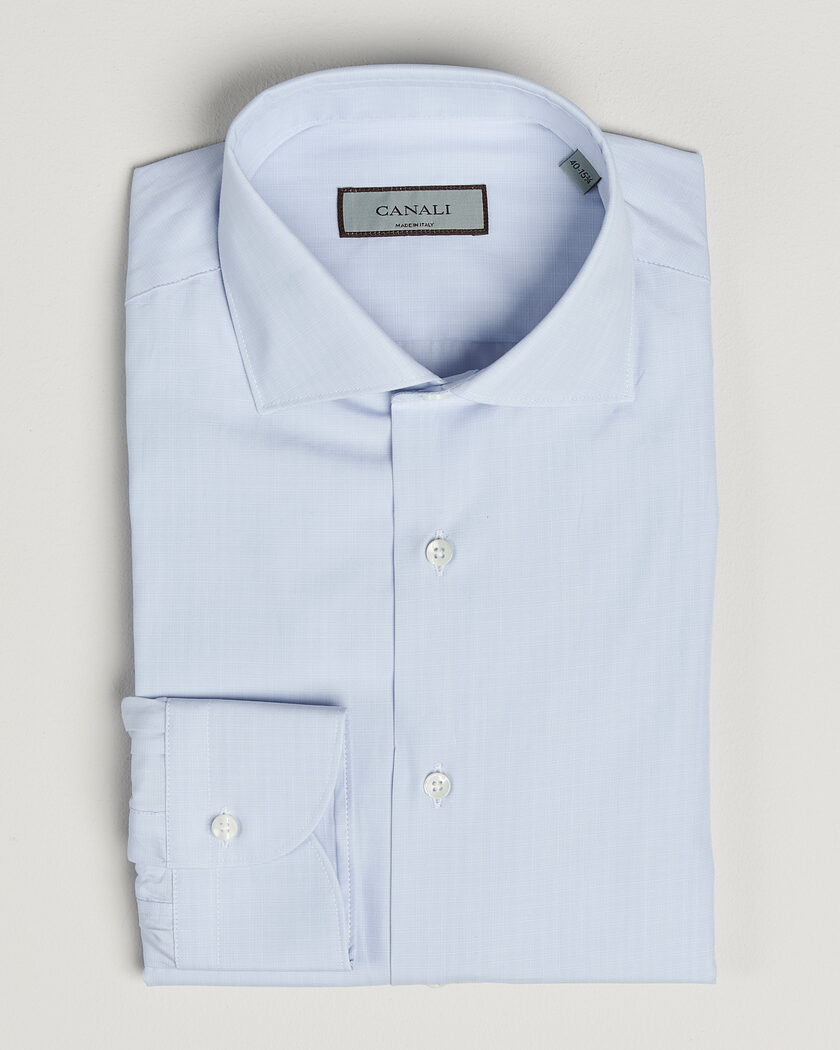 Canali Slim Fit Dress Shirt Light Blue Check – Blau