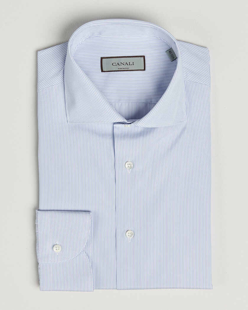 Canali Slim Fit Dress Shirt Light Blue Stripe – Blau