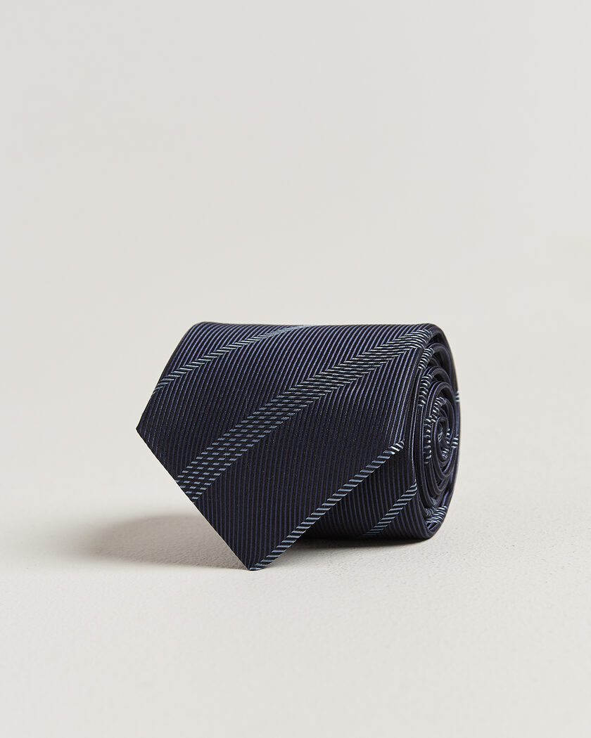 Canali Regimental Stripe Silk Tie Navy – Blau