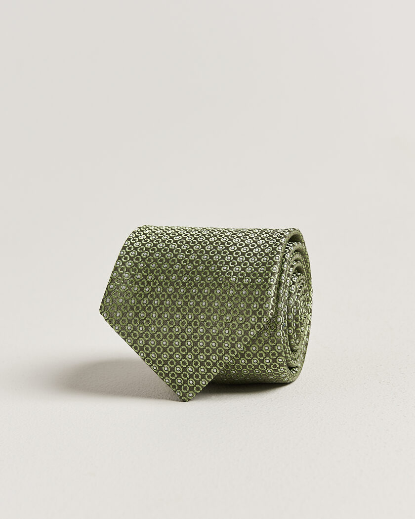 Canali Jacquard Silk Tie Grass Green – Grün