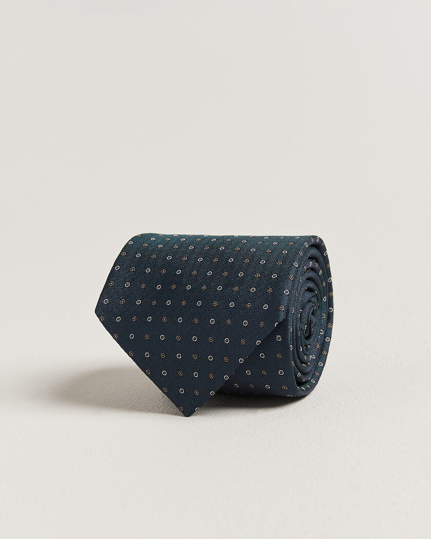 Canali Jacquard Silk Tie Dark Green – Grün