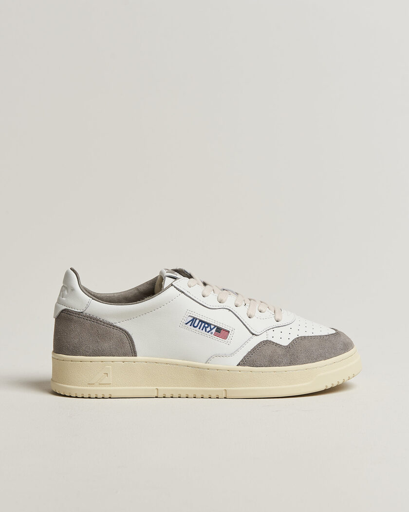 Autry Medalist Low Soft Leather/Suede Sneaker White/Cemento – Weiß