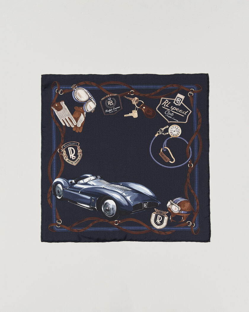 Ralph Lauren Purple Label Speed Club Silk Pocket Square Navy – Blau