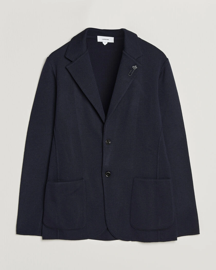 Lardini Knitted Wool Blazer Navy – Blau