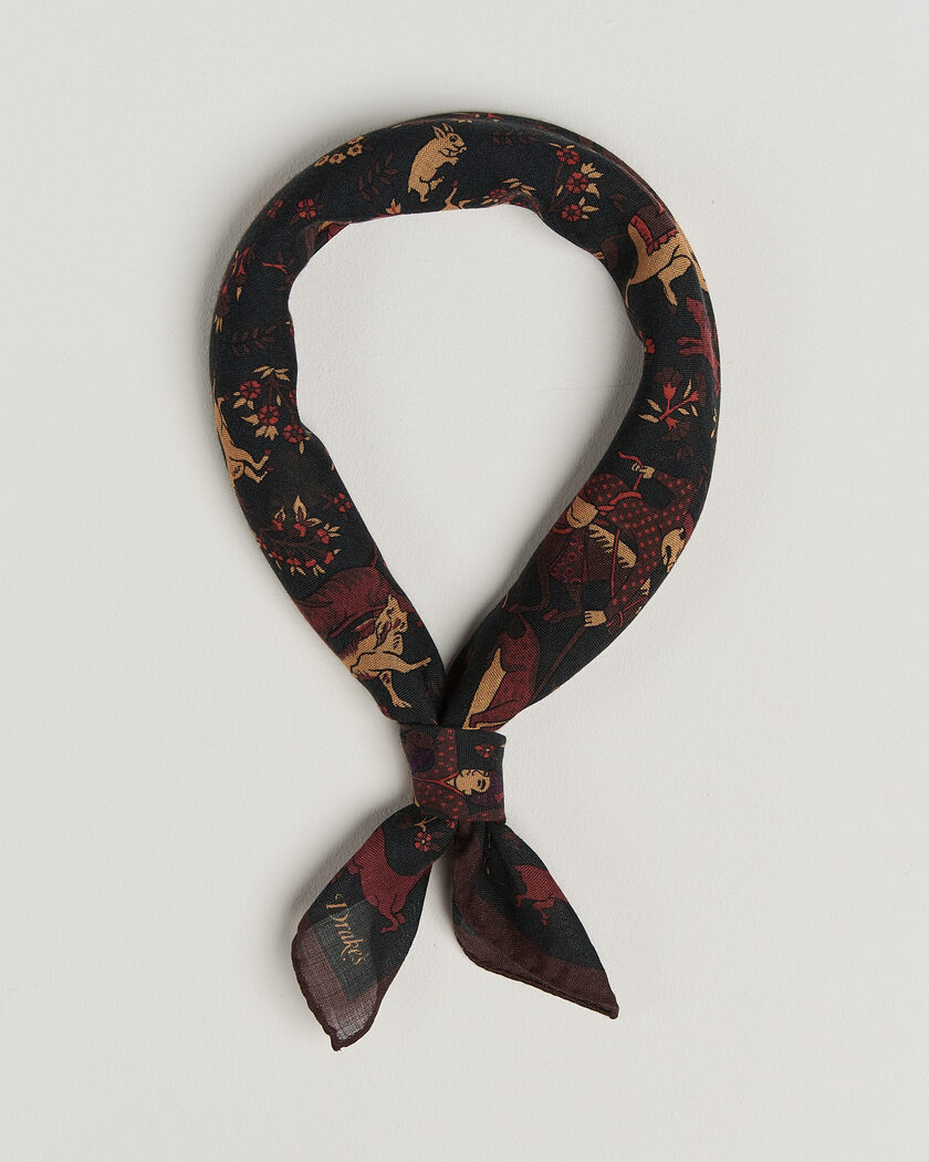 Drake's Moghul Wool/Silk Bandana Green – Grün