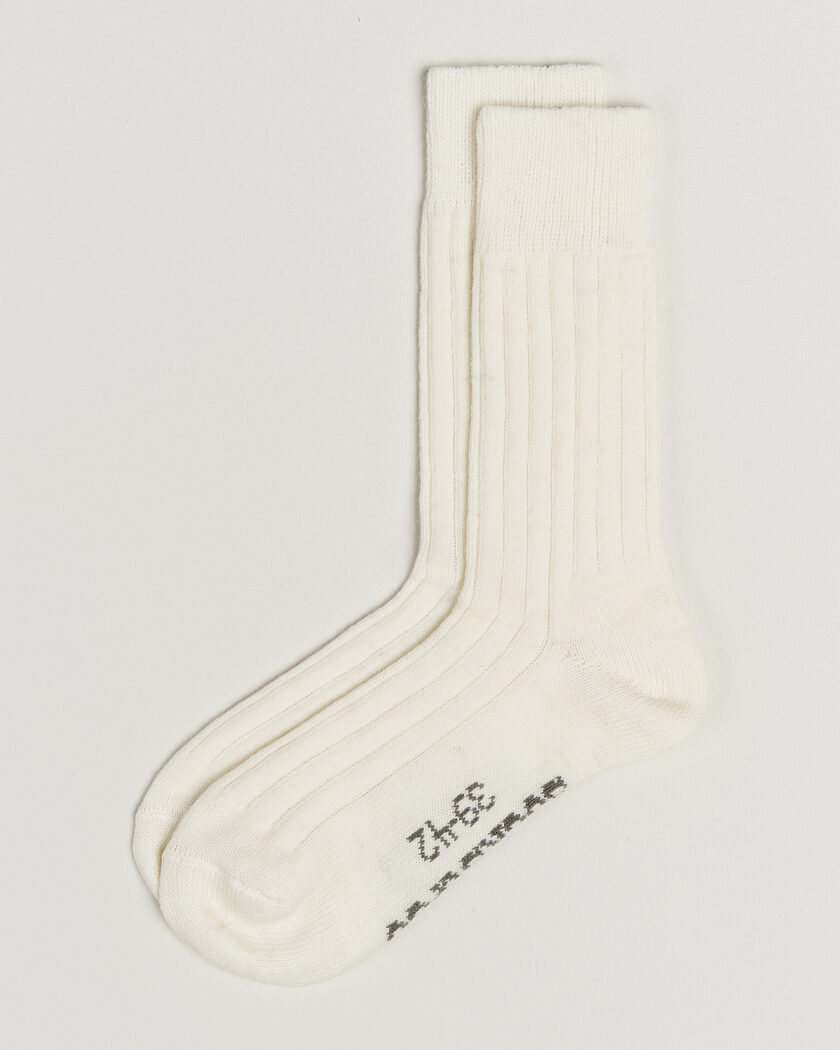Alpacasocks & Co 2-Pack Ribbed Alpacka Wool Socks Off White – Weiß