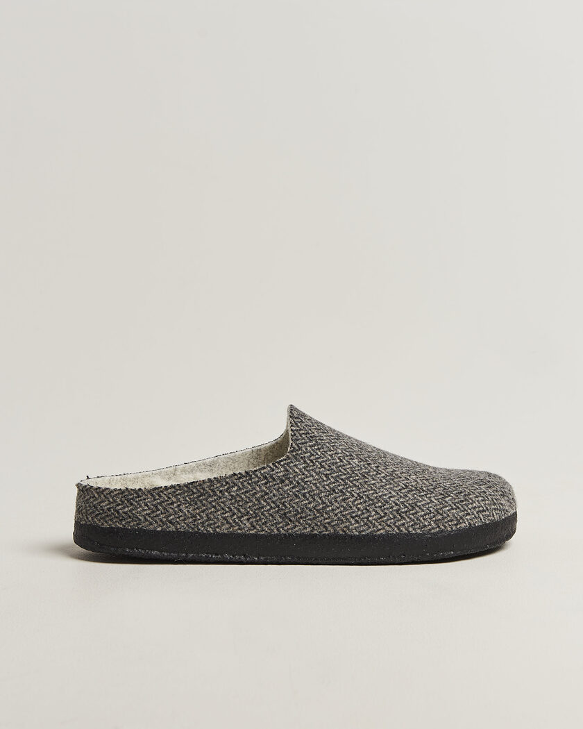 BIRKENSTOCK Amsterdam Wrapped Dip Shearling Dark Grey Herringbone – Grau