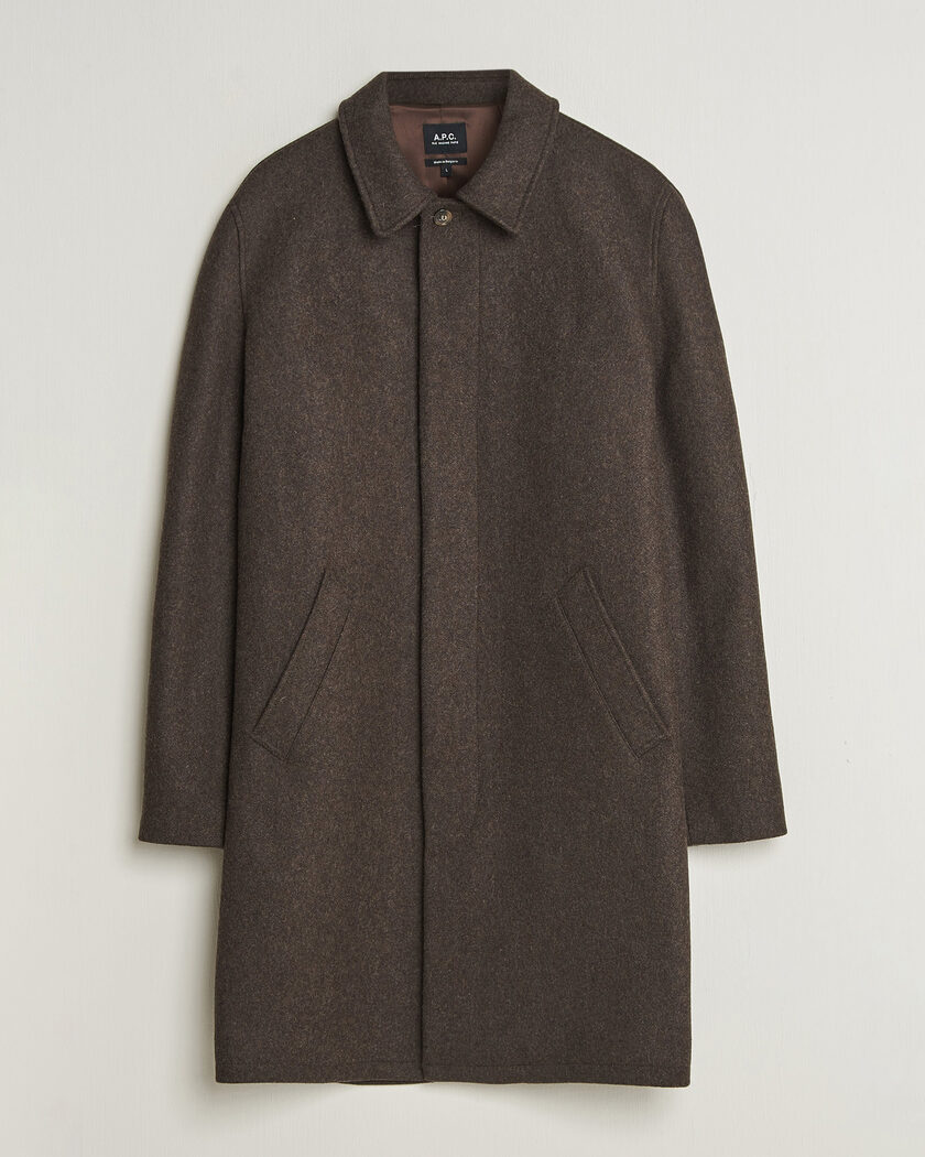 A.P.C. Auster Wool Coat Maroon Melange – Braun