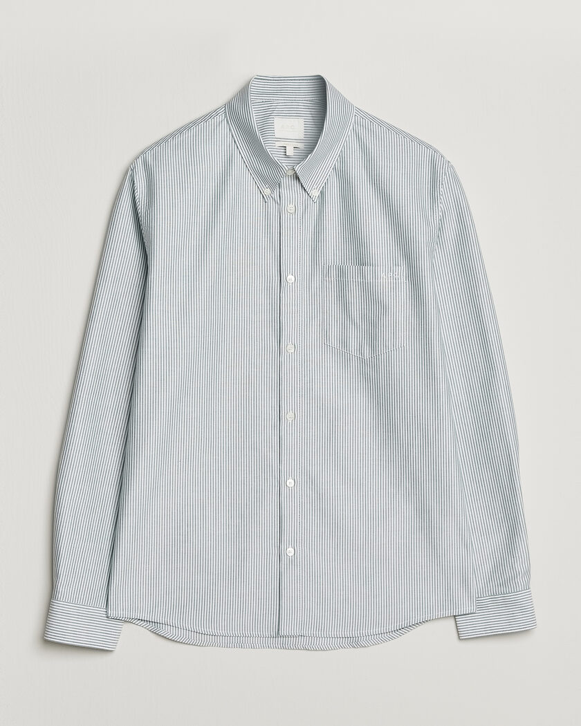  A.P.C. Greg Striped Oxford Shirt Green/White – Mehrfarbig