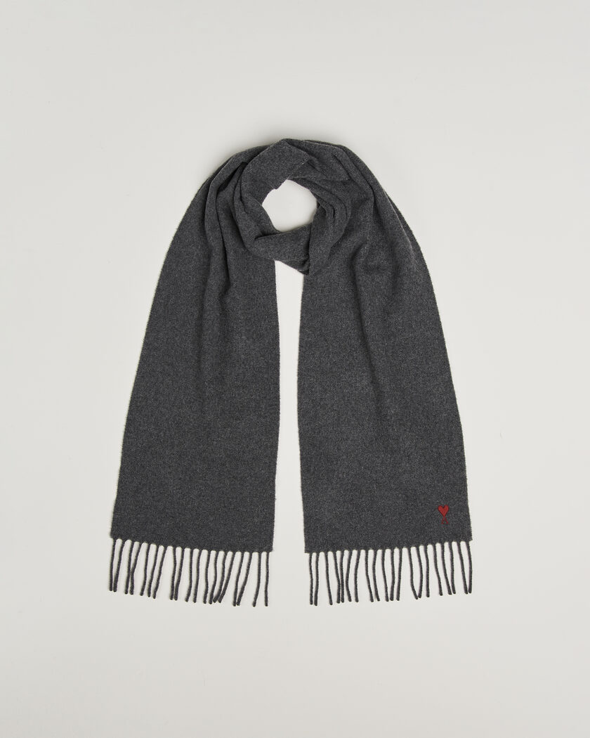 AMI Heart Logo Scarf Grey Melange – Grau