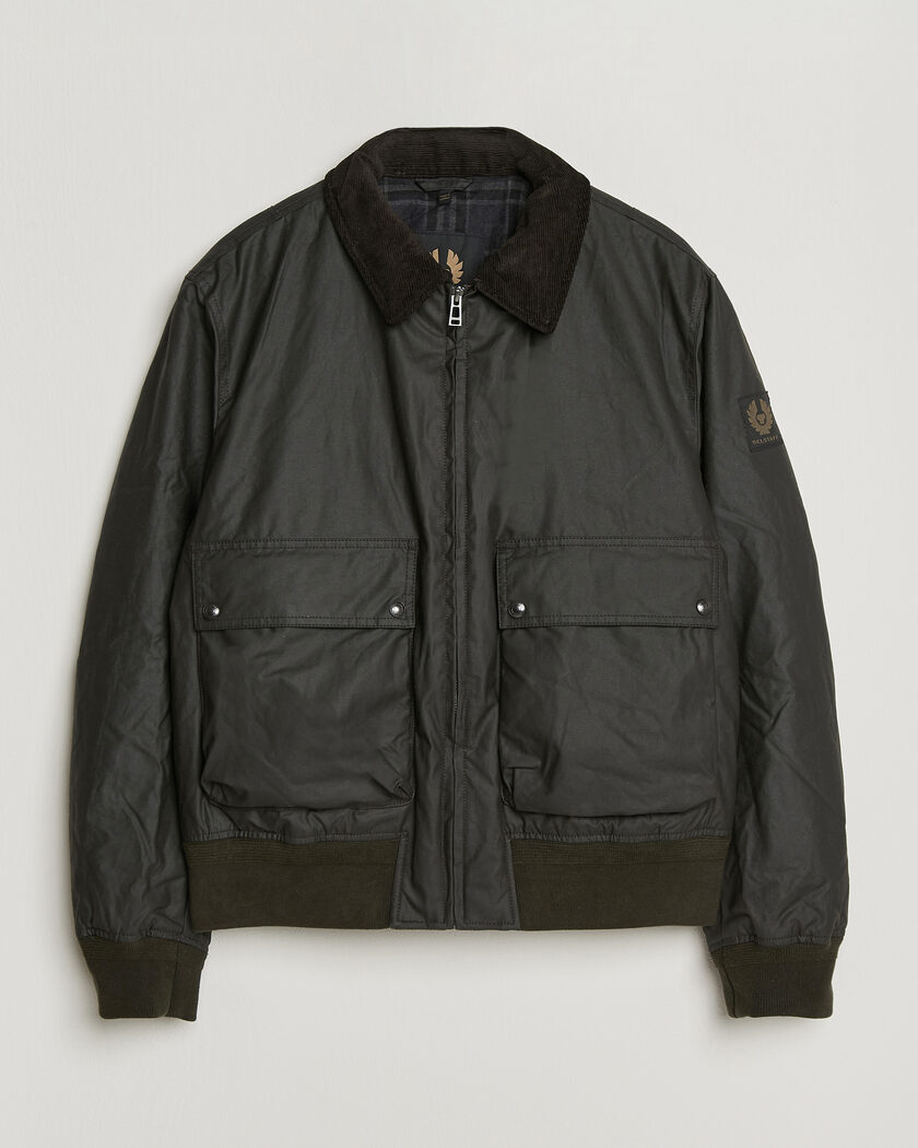 Belstaff Mount Wax Bomber Jacket Faded Olive – Grün
