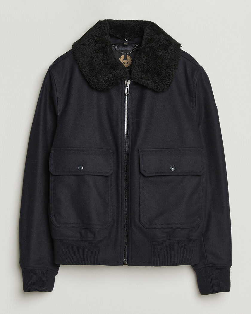 Belstaff Welder Wool Bomber Jacket Dark Ink – Blau