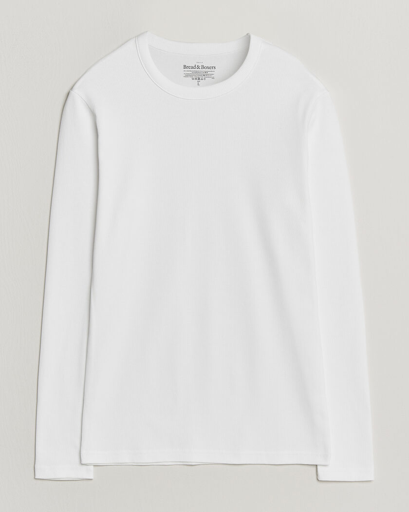 Bread & Boxers Ribbed Long Sleeve T-Shirt White – Weiß