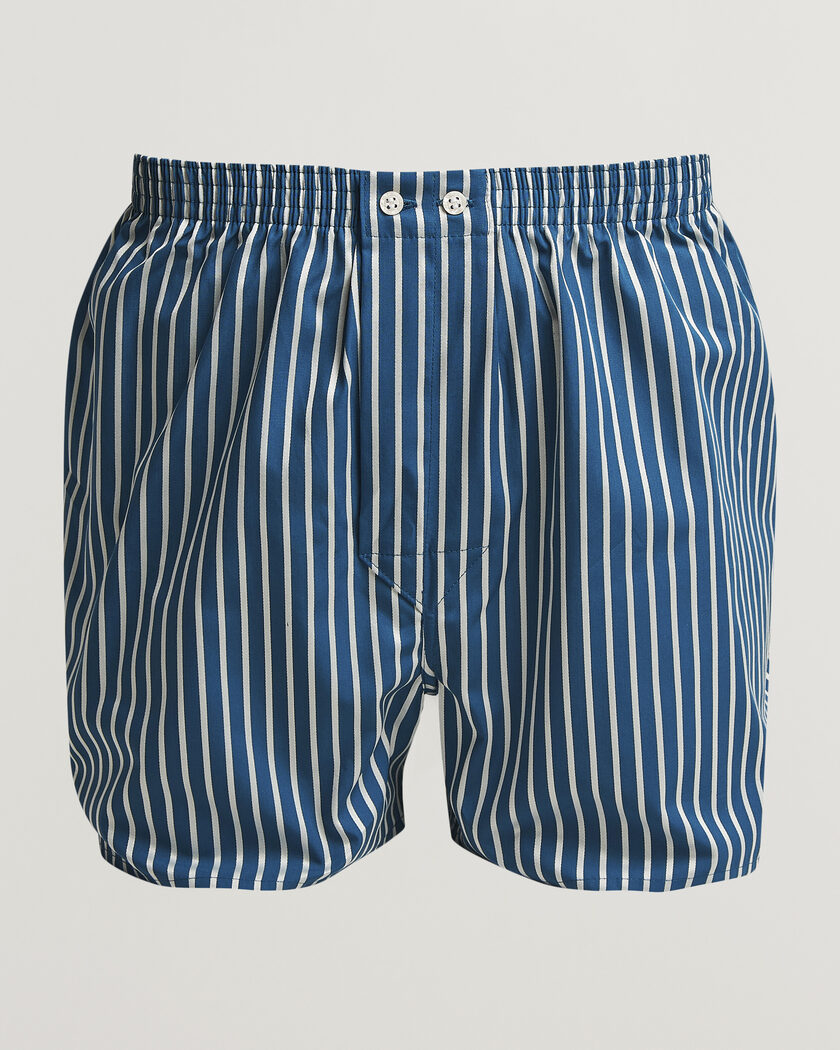 Derek Rose Classic Fit Striped Woven Cotton Boxer Shorts Blue/White – Mehrfarbig