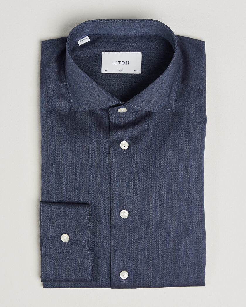 Eton Slim Fit Signature Flannel Shirt Dark Blue – Blau