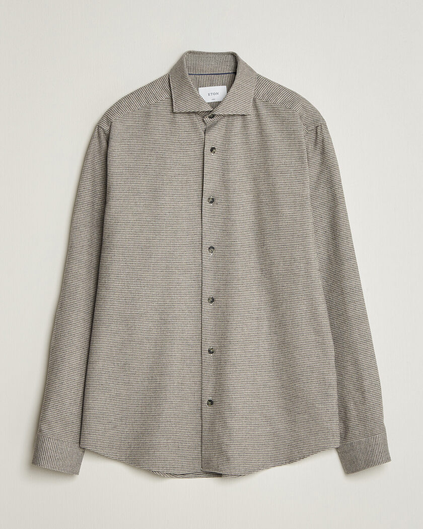 Eton Casual Fit Houndstooth Flannel Shirt Mid Grey – Grau