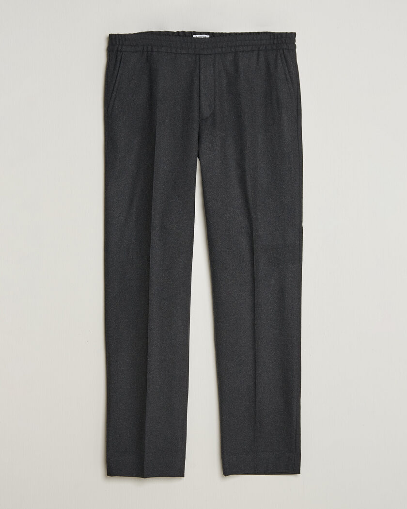 Filippa K Theo Relaxed Flannel Trousers Anthracite Melange – Grau