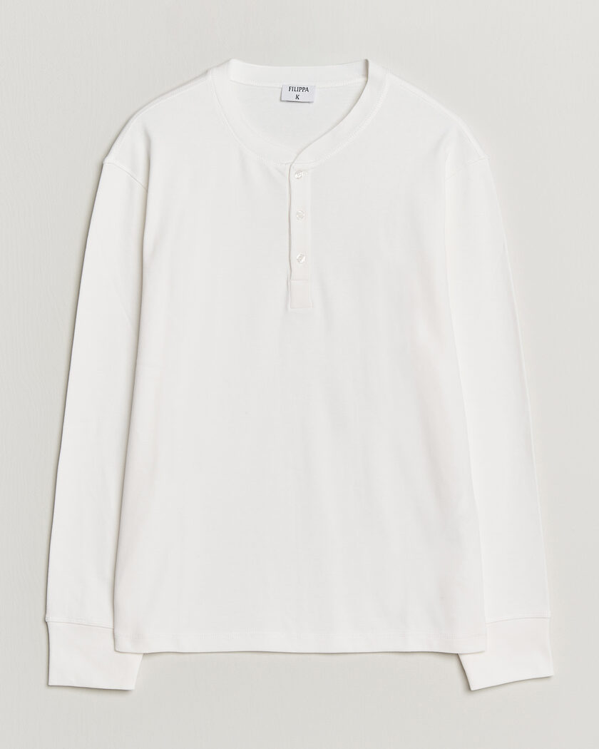Filippa K Cotton Rib Henley White – Weiß