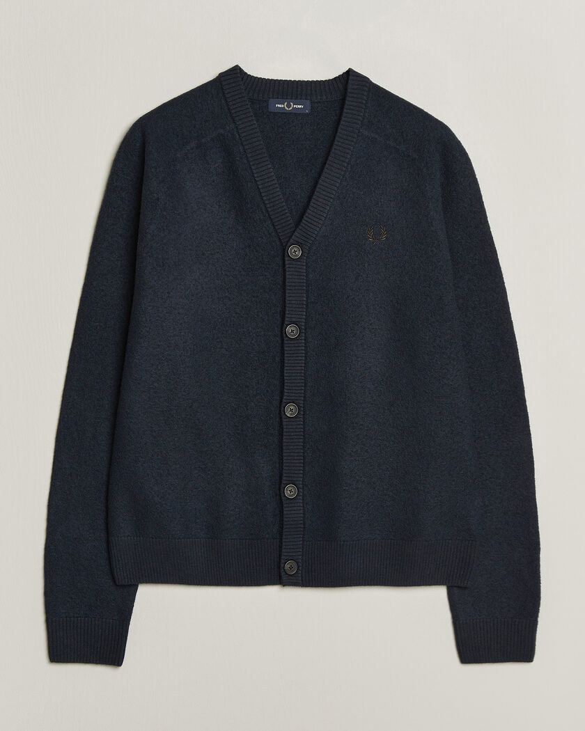 Fred Perry Wool Saddle Sleeve Cardigan Navy – Blau