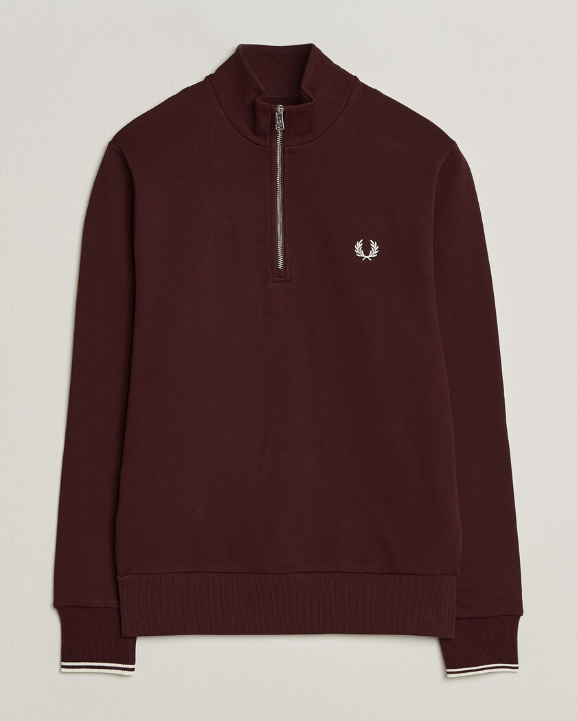 Fred Perry Half Zip Sweatshirt Oxblood – Rot