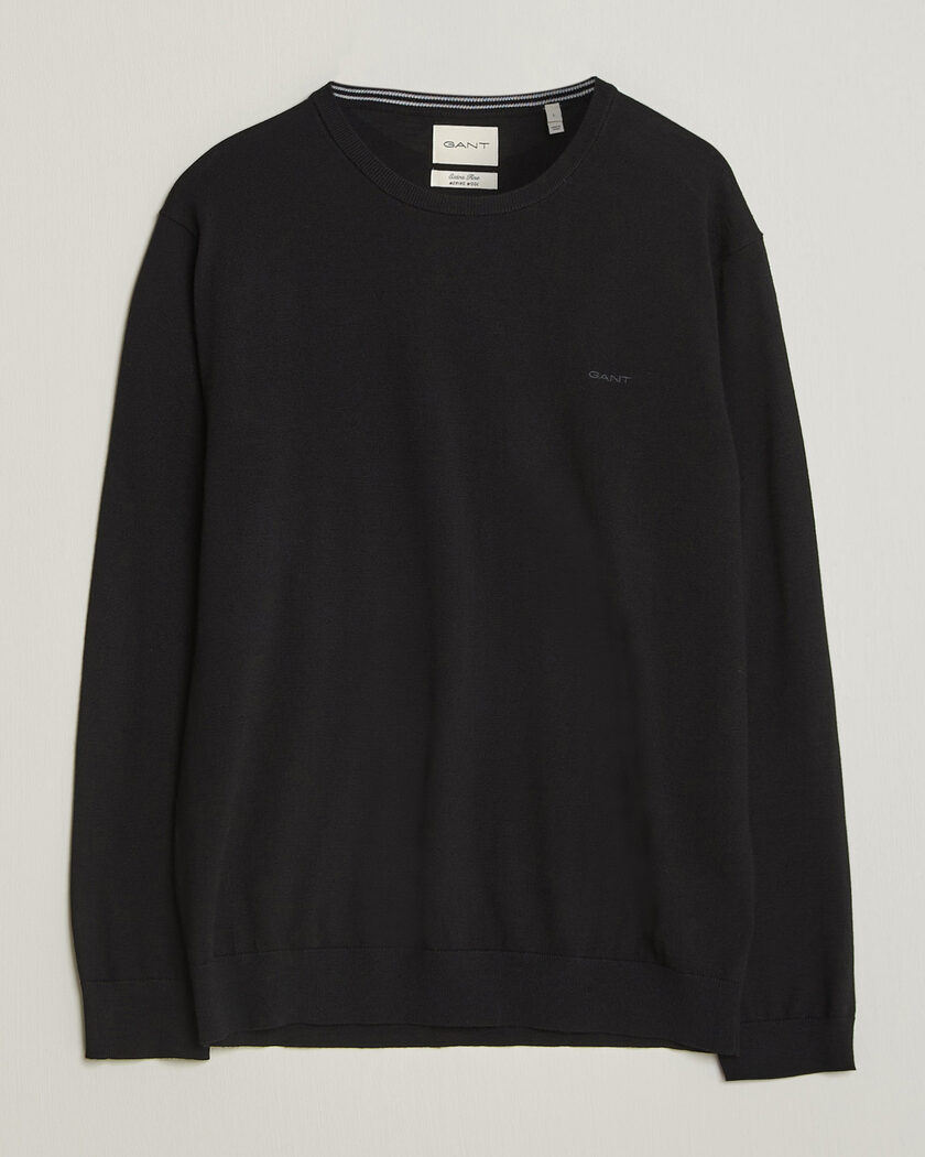 Gant Extrafine Merino Knitted Crew Neck Black – Schwarz