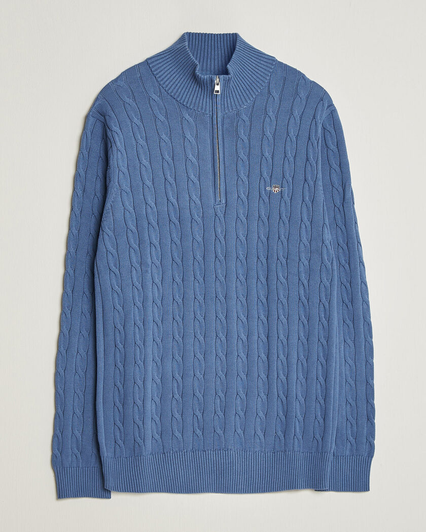 Gant Cotton Cable Half Zip Blue Horizon – Blau