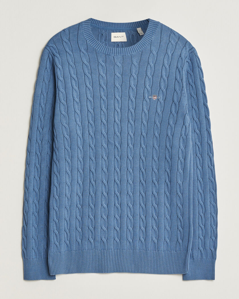 Gant Cotton Cable Crew Neck Blue Horizon – Blau