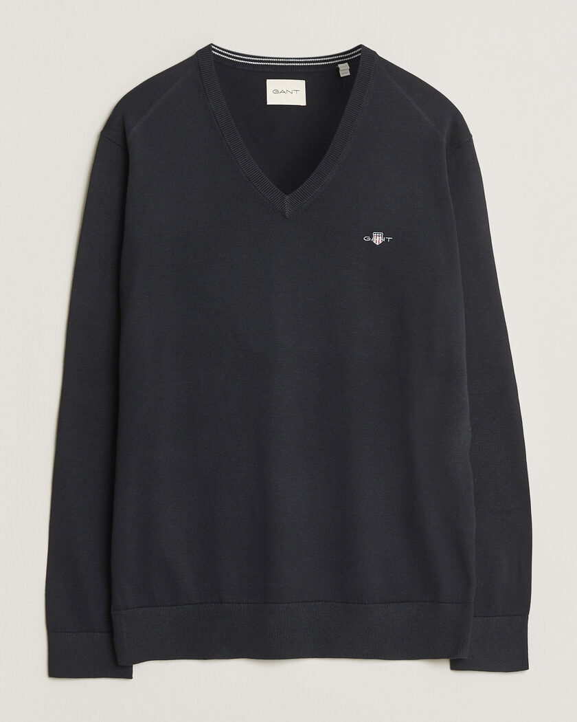 Gant Classic Cotton V-Neck Black – Schwarz