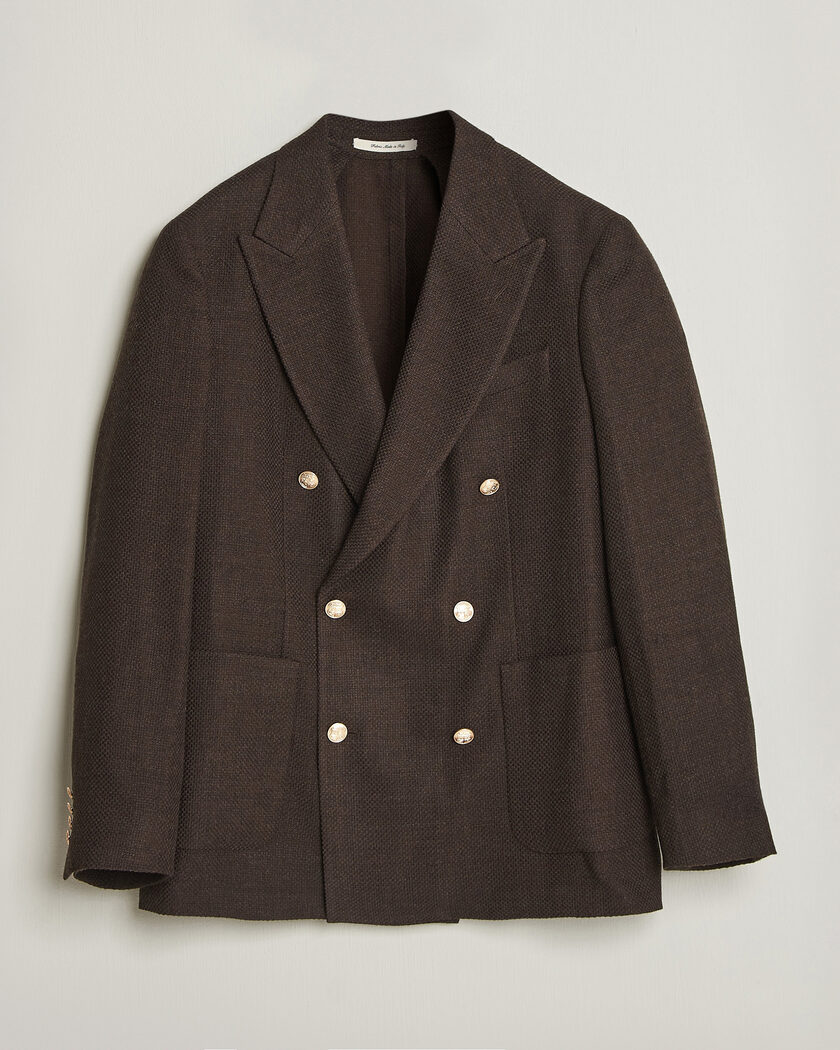 Gant Wool Textured Double Breasted Blazer Black Brown – Braun