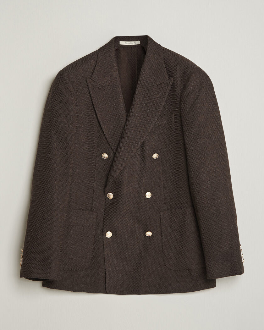 Gant Wool Textured Double Breasted Blazer Black Brown – Braun