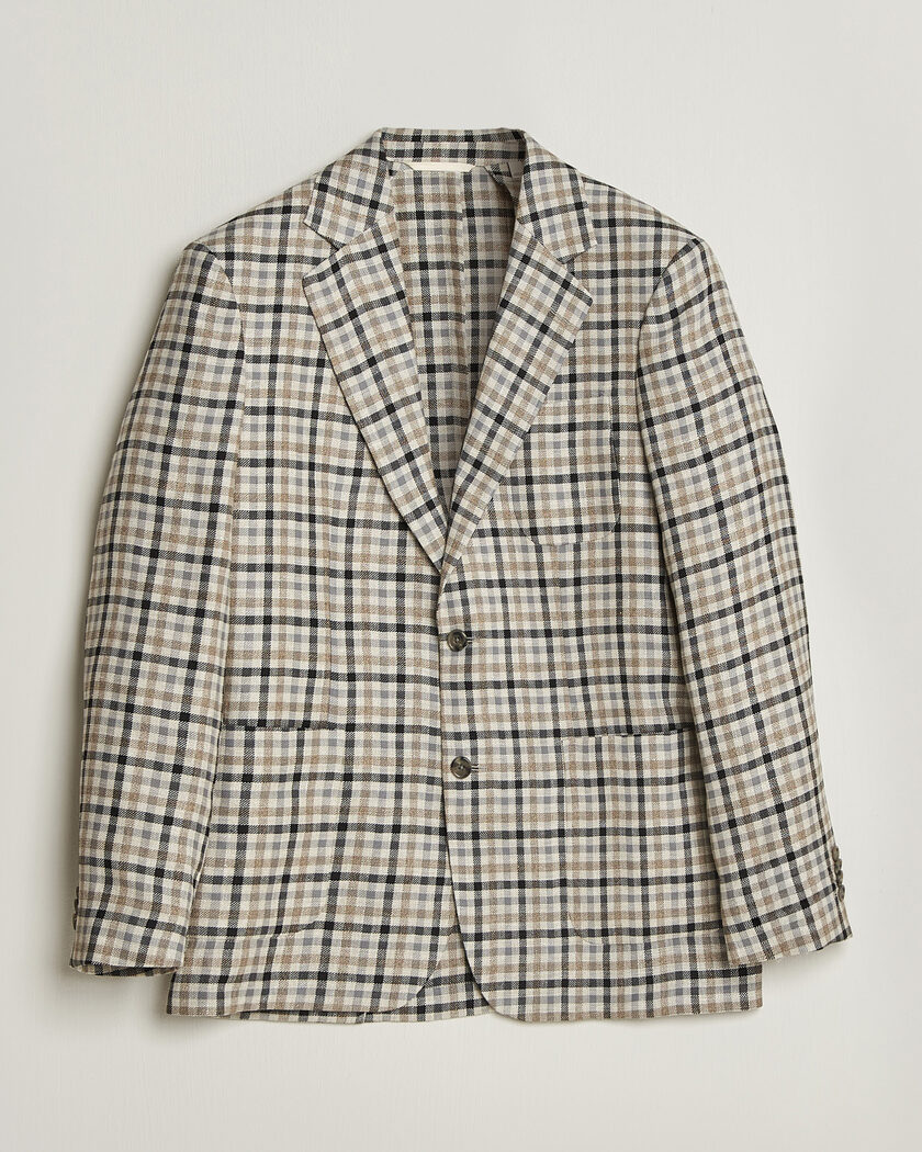 Gant Wool/Linen Checked Blazer Cream – Weiß