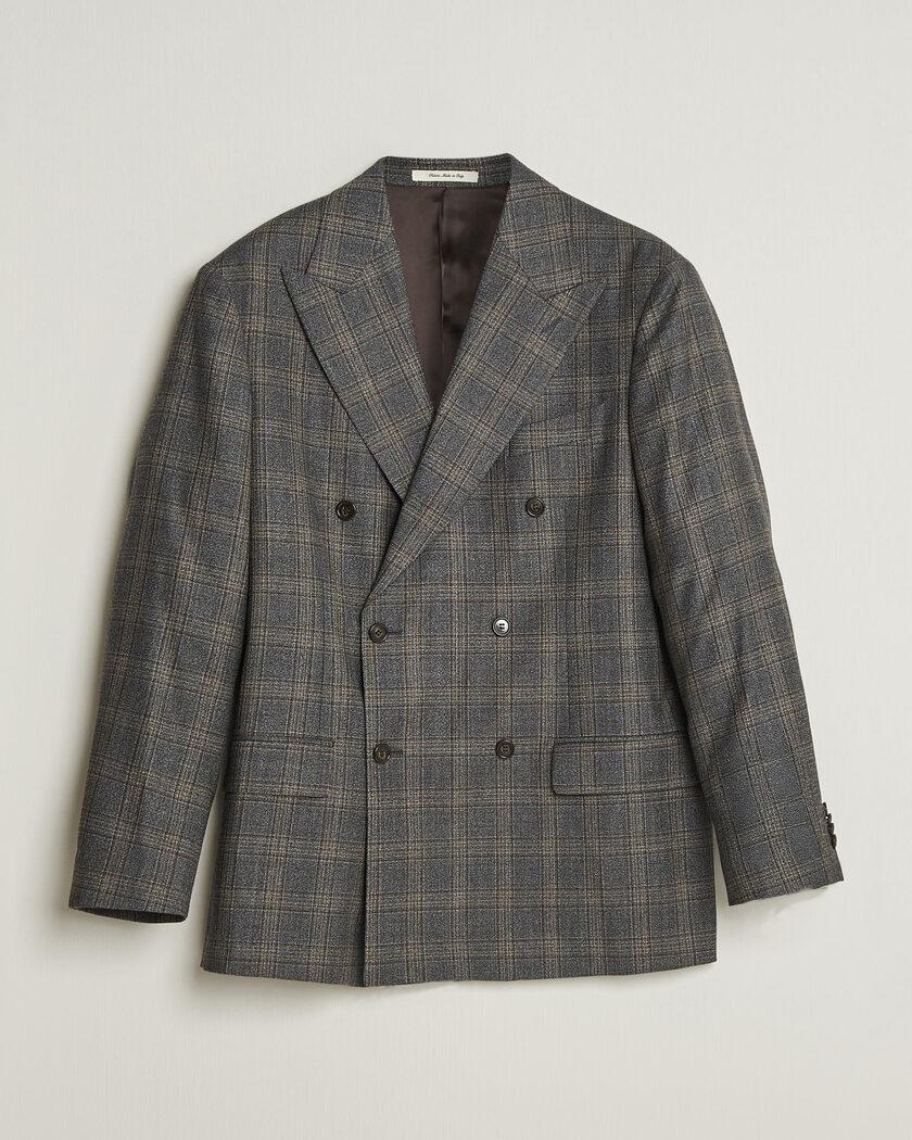 Gant Wool Glencheck Double Breasted Blazer Ceramic Grey – Grau