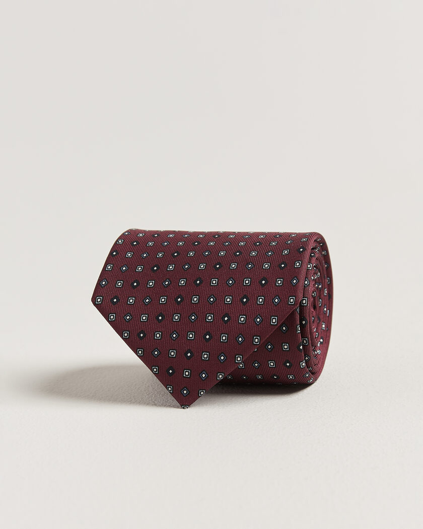 E. Marinella 3-Fold Printed Silk Tie Burgundy – Rot